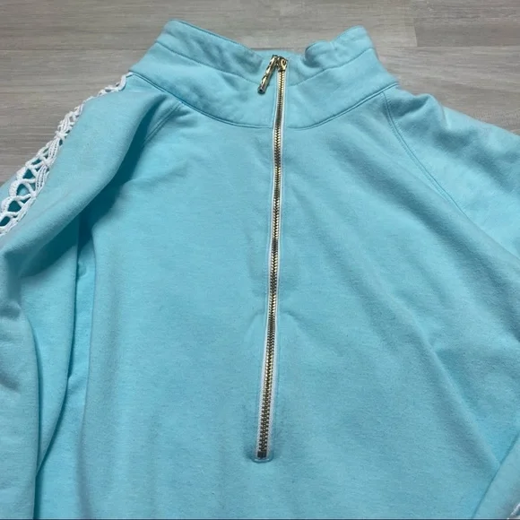 Lilly Pulitzer Skipper Solid Popover Light Blue 1/4 Zip Size Medium - Picture 4 of 11